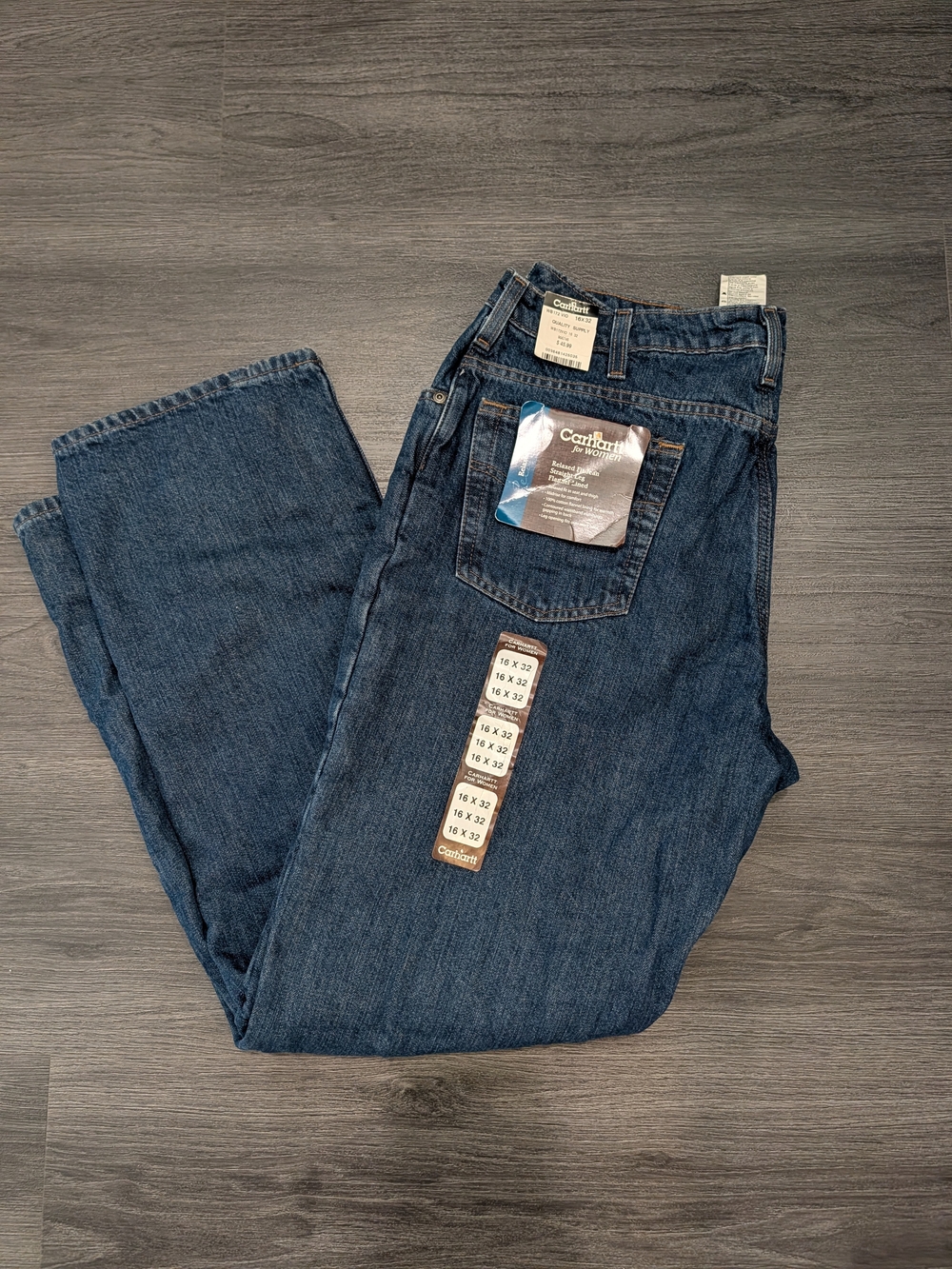 Carhartt women’s Relaxed Fit flannel-lined denim work jeans Size 16x32 Gorpcore